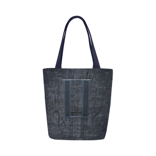 Astrology Zodiac Sign Gemini in Grunge Style Canvas Tote Bag (Model 1657)