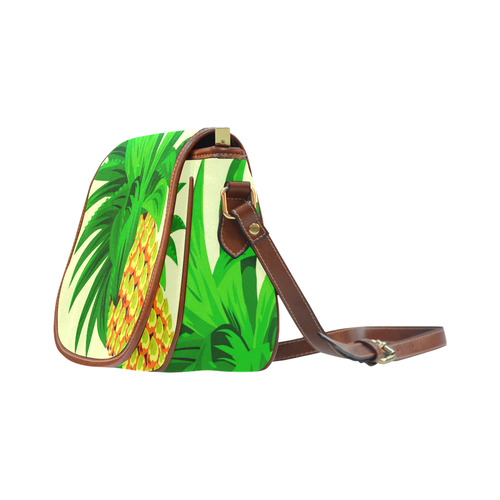 Yellow Orange Pineapple Green Leaves Saddle Bag/Small (Model 1649) Full Customization