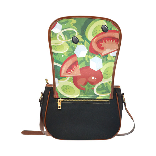 Fruits and Vegetables Food Pattern Saddle Bag/Small (Model 1649)(Flap Customization)