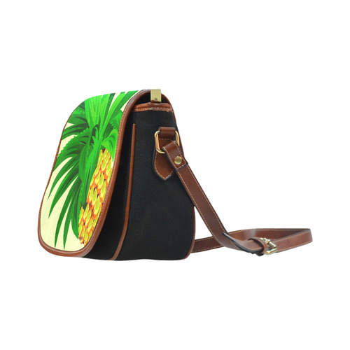 Yellow Orange Pineapple Green Leaves Saddle Bag/Small (Model 1649)(Flap Customization)