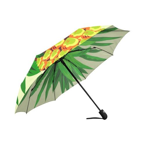 Yellow Orange Pineapple Green Leaves Auto-Foldable Umbrella (Model U04)