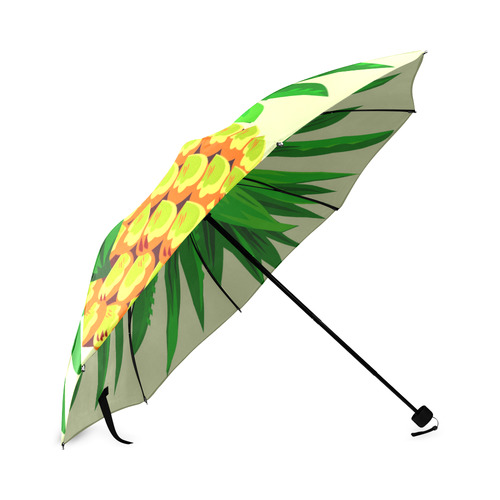 Yellow Orange Pineapple Green Leaves Foldable Umbrella (Model U01)