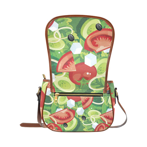Fruits and Vegetables Food Pattern Saddle Bag/Large (Model 1649)