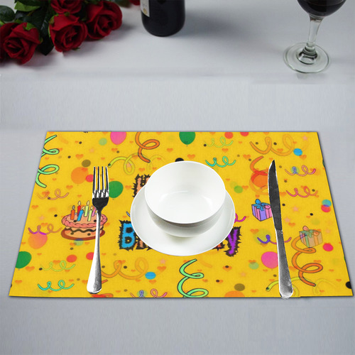 Happy birthday by Popart Lover Placemat 12’’ x 18’’ (Set of 6)