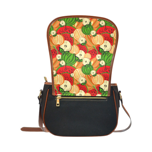 Colorful Fruit Pattern with Watermelon Saddle Bag/Small (Model 1649)(Flap Customization)