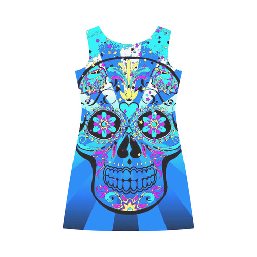 psychedelic Pop Skull 317B by JamColors Bateau A-Line Skirt (D21)