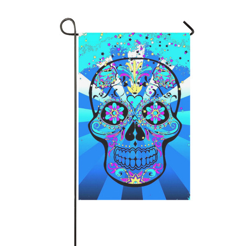 psychedelic Pop Skull 317B by JamColors Garden Flag 12‘’x18‘’（Without Flagpole）