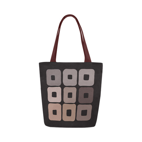 All shades of coffee. Brown squared pattern Canvas Tote Bag (Model 1657)