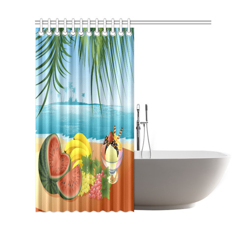 Fruit Ice Cream Tropical Beach Paradise Shower Curtain 69"x70"