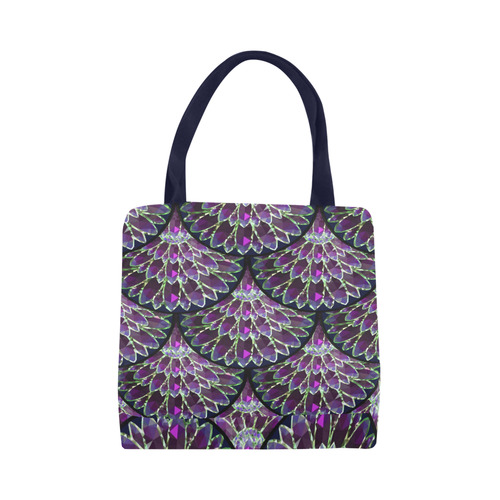 Mosaic flower, purple fish scale pattern Canvas Tote Bag (Model 1657)