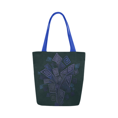 Psychedelic 3D Square Spirals - blue and purple Canvas Tote Bag (Model 1657)