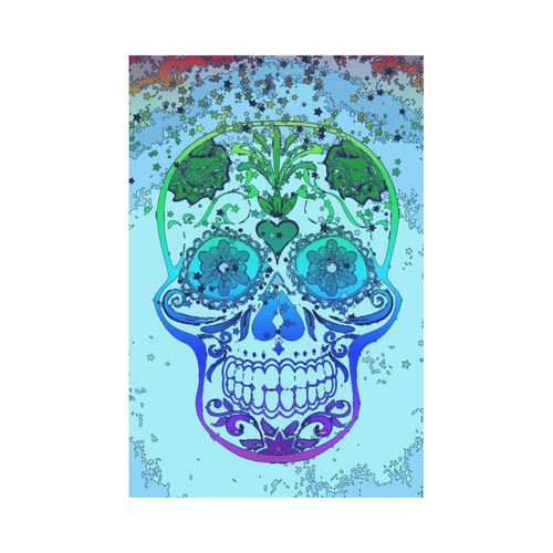 psychedelic Pop Skull 317D by JamColors Garden Flag 12‘’x18‘’（Without Flagpole）