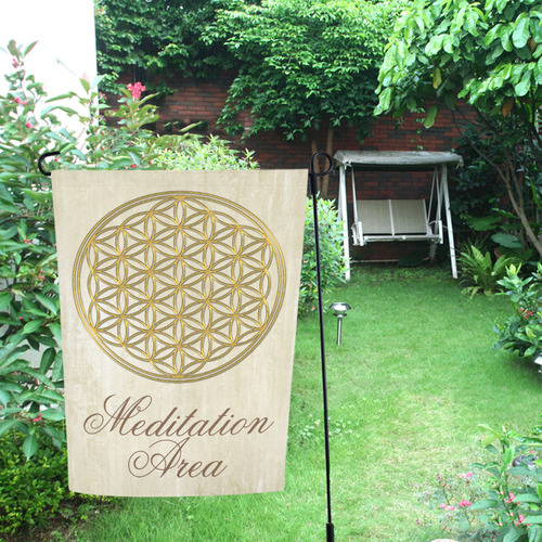 FLOWER OF LIFE gold + Meditation Area Garden Flag 12‘’x18‘’（Without Flagpole）