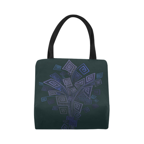 Psychedelic 3D Square Spirals - blue and purple Canvas Tote Bag (Model 1657)