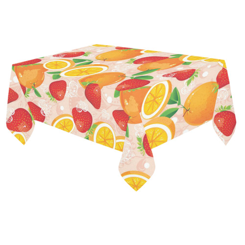 Strawberry Orange Hearts Fruit Pattern Cotton Linen Tablecloth 60"x 84"