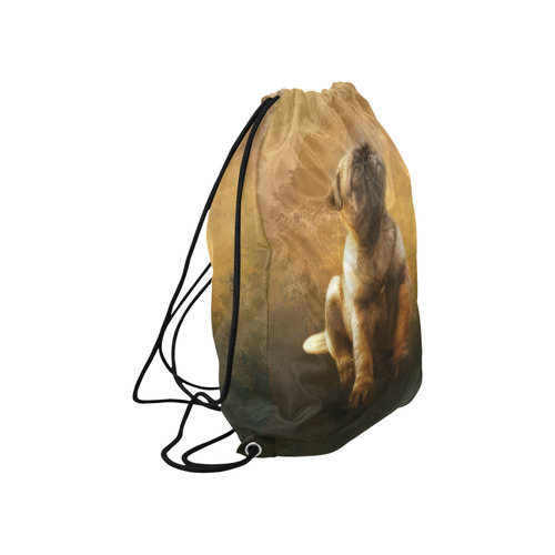 Cute painting pug puppy Large Drawstring Bag Model 1604 (Twin Sides)  16.5"(W) * 19.3"(H)