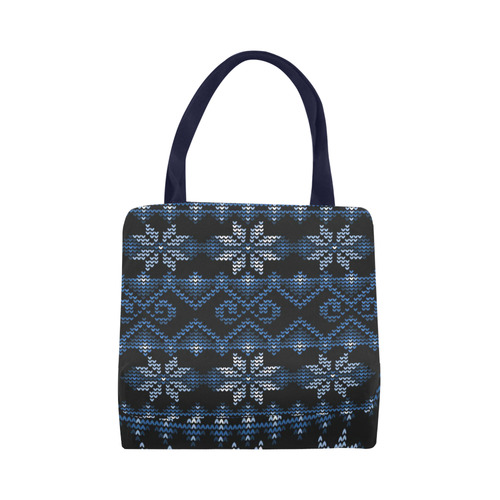 Ugly Christmas Sweater Faux Knit blue, Christmas Canvas Tote Bag (Model 1657)