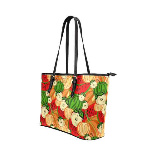 Colorful Fruit Pattern with Watermelon Leather Tote Bag/Small (Model 1651)