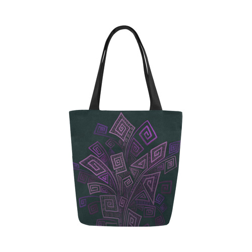 Psychedelic 3D Square Spirals - purple Canvas Tote Bag (Model 1657)