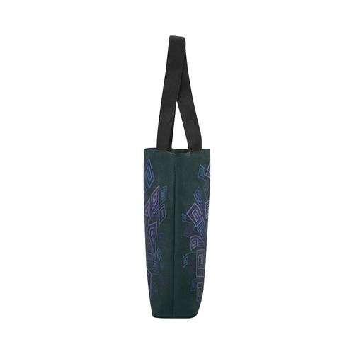 Psychedelic 3D Square Spirals - blue and purple Canvas Tote Bag (Model 1657)