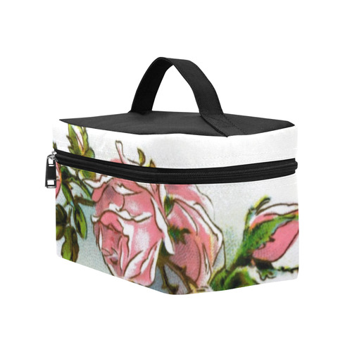 Vintage Pink Rose Floral Cosmetic Bag/Large (Model 1658)
