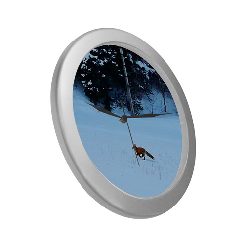 Fox on the Run Silver Color Wall Clock