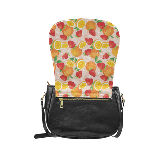 Strawberry Orange Hearts Fruit Pattern Classic Saddle Bag/Small (Model 1648)