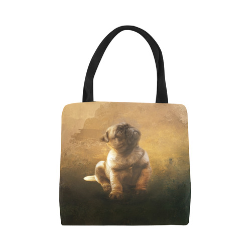 Cute painting pug puppy Canvas Tote Bag (Model 1657)