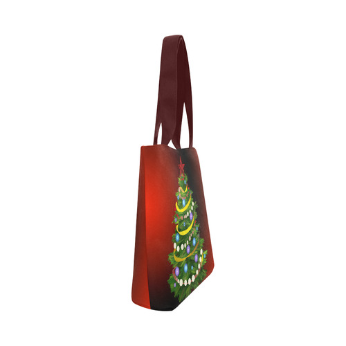 Christmas Tree on red Canvas Tote Bag (Model 1657)