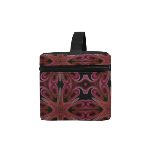 Maroon and Black Abstract Cosmetic Bag/Large (Model 1658)