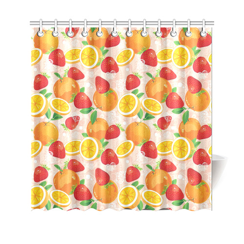 Strawberry Orange Hearts Fruit Pattern Shower Curtain 69"x70"