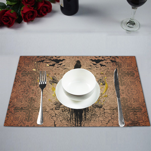 The scary skull with crow Placemat 12’’ x 18’’ (Set of 6)