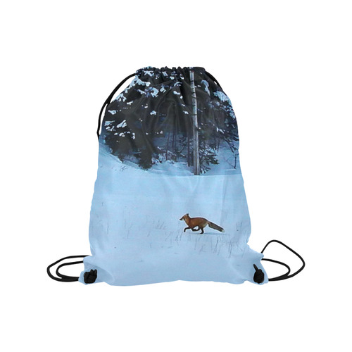 Fox on the Run Medium Drawstring Bag Model 1604 (Twin Sides) 13.8"(W) * 18.1"(H)