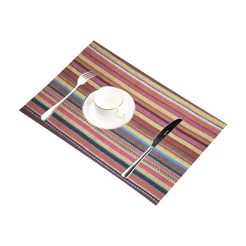 Traditional WOVEN STRIPES FABRIC - colored Placemat 12''x18''