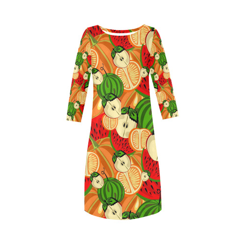 Colorful Fruit Pattern with Watermelon Round Collar Dress (D22)