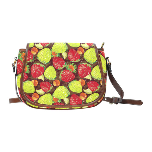 Strawberries Fruit Vegetable Pattern Saddle Bag/Large (Model 1649)