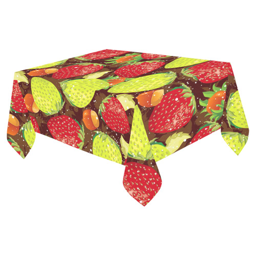 Strawberries Fruit Vegetable Pattern Cotton Linen Tablecloth 52"x 70"