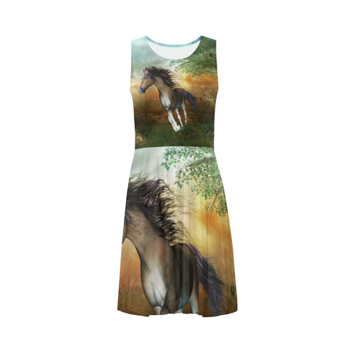 Wonderful running horse Sleeveless Ice Skater Dress (D19)