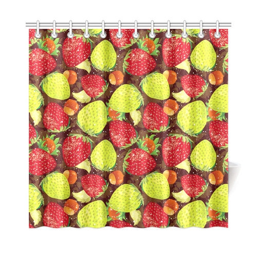 Strawberries Fruit Vegetable Pattern Shower Curtain 72"x72"