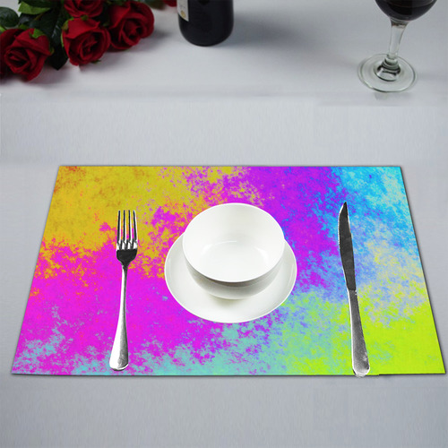 Grunge Radial Gradients Red Yellow Pink Cyan Green Placemat 12''x18''