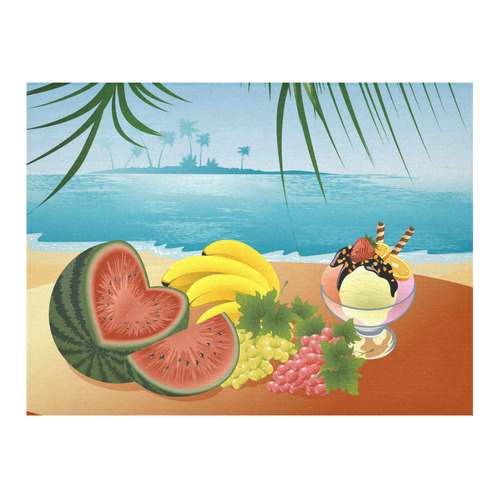 Fruit Ice Cream Tropical Beach Paradise Cotton Linen Tablecloth 52"x 70"