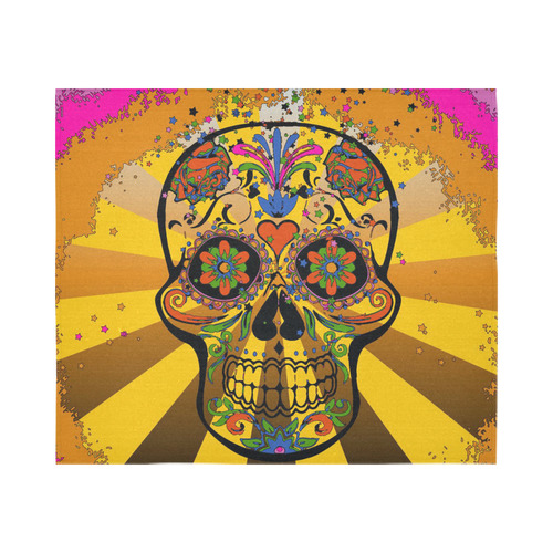 psychedelic Pop Skull 317A by JamColors Cotton Linen Wall Tapestry 60"x 51"