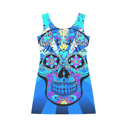 psychedelic Pop Skull 317B by JamColors Bateau A-Line Skirt (D21)