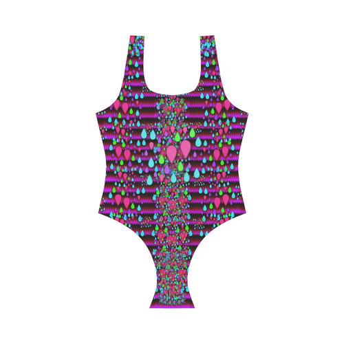 Raining rain and mermaid shells Pop art Vest One Piece Swimsuit (Model S04)