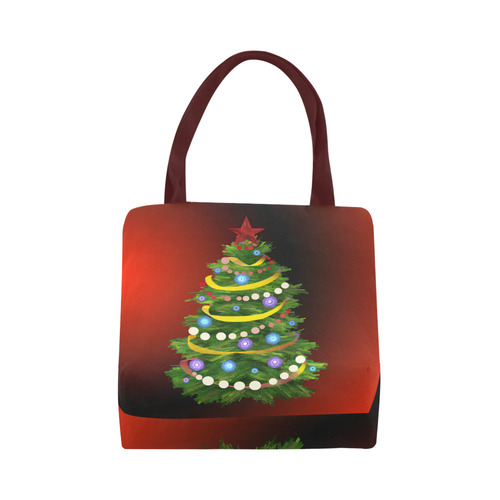 Christmas Tree on red Canvas Tote Bag (Model 1657)