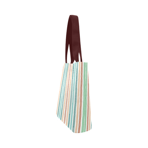 Fun decorative pastel lines, green blue orange red Canvas Tote Bag (Model 1657)