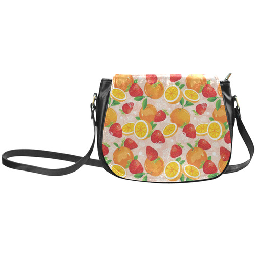 Strawberry Orange Hearts Fruit Pattern Classic Saddle Bag/Small (Model 1648)