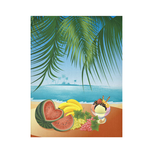 Fruit Ice Cream Tropical Beach Cotton Linen Wall Tapestry 60"x 80"