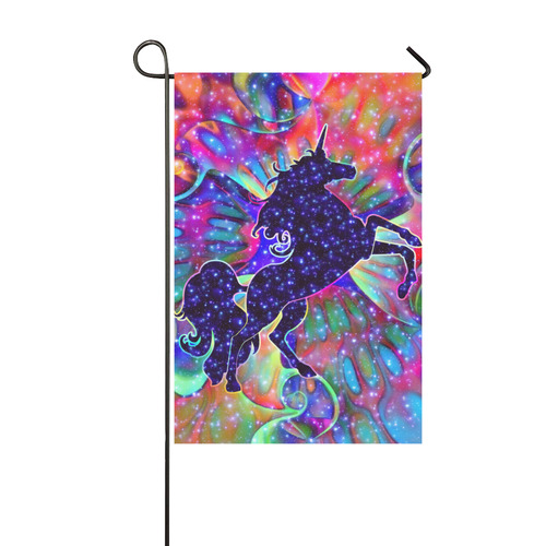 UNICORN OF THE UNIVERSE multicolored Garden Flag 12‘’x18‘’（Without Flagpole）