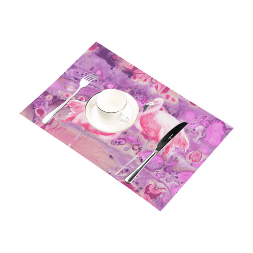 Flamingos Batik Paint Background Pink Violet Placemat 12''x18''